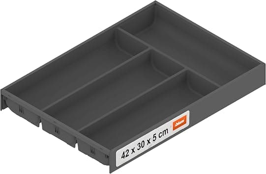 Blum Ambia-Line Cutlery Tray with Soft Touch Premium Drawer Organiser for Modern Kitchen Drawer and Cupboard Protects, Sorts & Organises Cutlery and Kitchen Utensils 42.5 x 30 x 5.1 cm Orion Grey on Amazon.ae - Price Tracker
