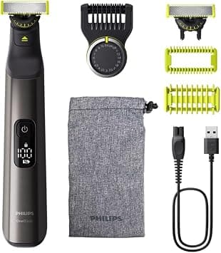 Philips OneBlade Pro 360 Authentic Face & Body Electric Beard Trimmer, Shaver and Bodygroomer, 2X 360 Blades, 1x 20-Length Comb, 1x Body Kit, 1x Soft Pouch, QP6552/30 على Amazon.ae - متتبع الأسعار
