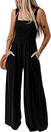 Dokotoo Women's Casual Loose Overalls Jumpsuits One Piece Sleeveless Wide Leg Long Pant Rompers With Pockets on Amazon.ae - Price Tracker