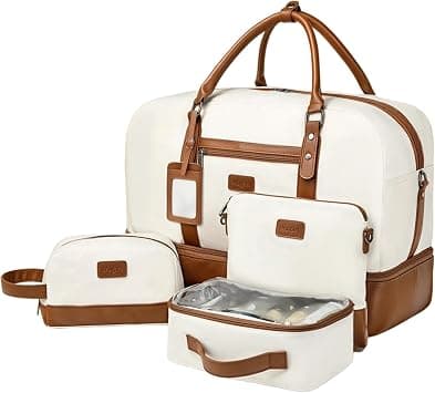 Wogarl Weekender Bags for Women Canvas Overnight Bag Travel Duffel Bags Carry on Shoulder Weekend Bag Hospital Bag with Shoe Compartment for Travel Flight Daily Use, Light Brown on Amazon - Best Deal Finder