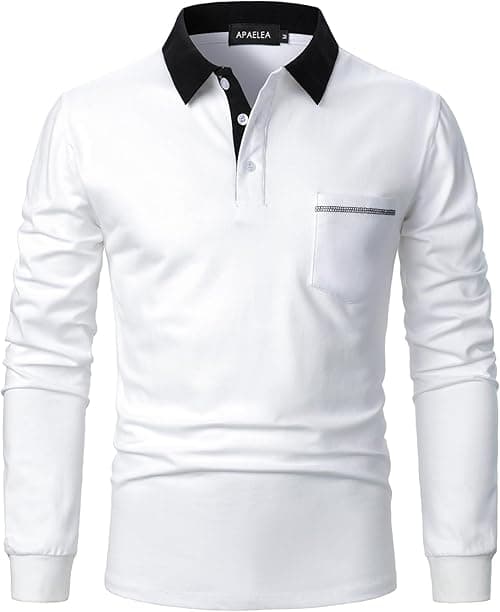Men Polo Shirt Long Sleeve Cotton Golf T-Shirt Casual Tops on Amazon.ae - Price Tracker