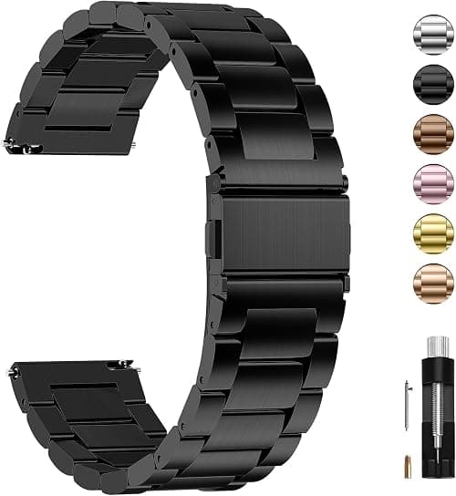 Fullmosa Quick Release Stainless Steel Watch band/strap 16mm,18mm,19mm,20mm,22mm or 24mm, Fits Samsung Galaxy Watch 5/4/3, Huawei/Fire-boltt/Amazfit/Noise/Oneplus Smart Watch for Men Women على Amazon.ae - متتبع الأسعار