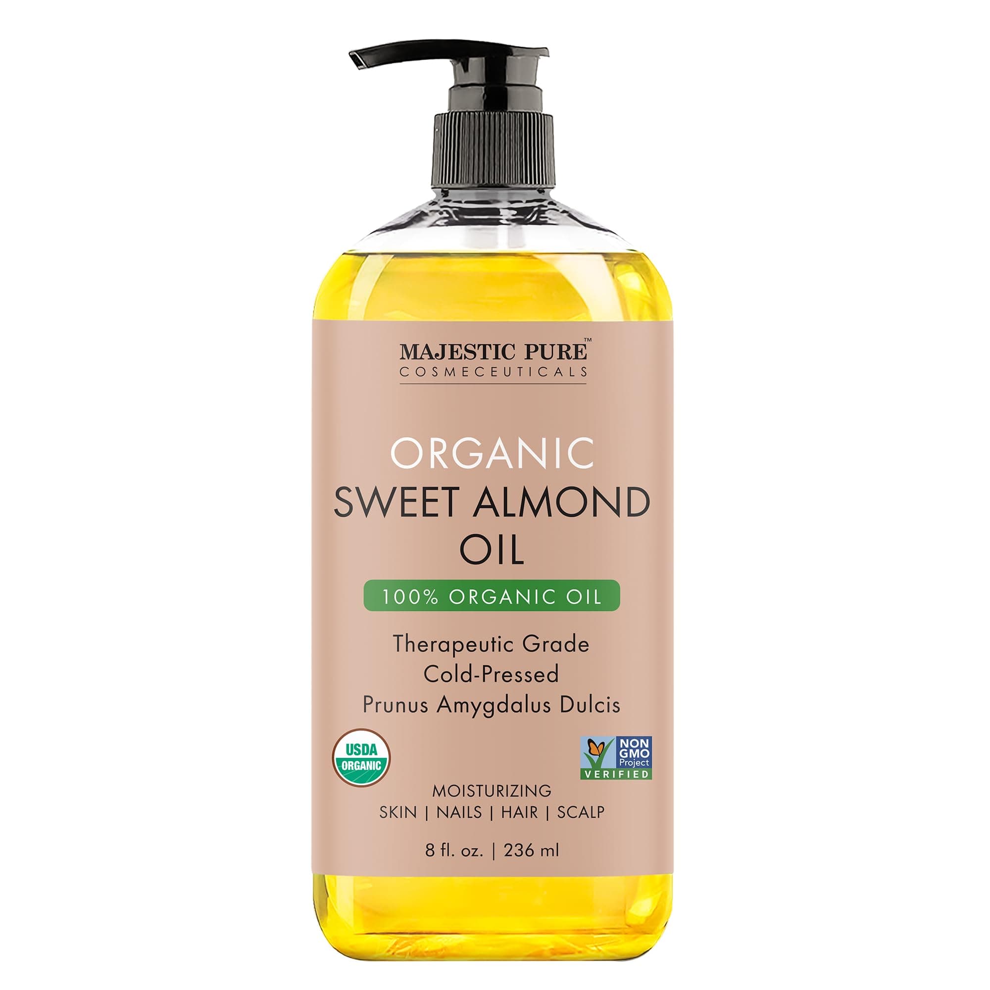 Majestic Pure USDA Organic Sweet Almond Body Oil | Large 236 ml | 100% Pure & Natural Cold Pressed Oil Sweet Almond Oil for Skin, Face, Nails, Hair, Scalp & Massage | 236 ml on Amazon.ae - Price Tracker
