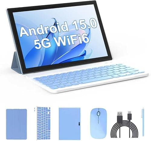 2 in 1 Tablet 10.1 inch Android 14 with Keyboard Case, Mouse, Stylus, Screen Protector Film, 8GB+64GB Tablets, 10.1 Inch Tablet HD Touch Screen, 8MP Dual Camera, WiFi, Gaming, Bluetooth, Tablet PC on Amazon.ae - Price Tracker