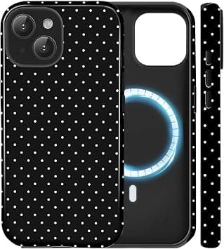 for iPhone 15 Plus Case Compatible with Magsafe Cute Polka Dot Aesthetic Magnetic Design Women Girls Fall Simple Chic Girly Pretty Dual Layer Hybrid Protection Elegant Case, Black on Amazon.ae - Price Tracker