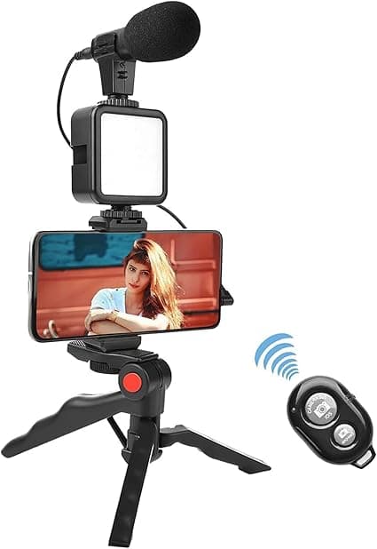Video Making Kit for Bloggers and Youtubers for Making Video, Mic, Mini Tripod Stand, LED Light and Mobile Phone Holder for Making Youube Videos on Amazon.ae - Price Tracker