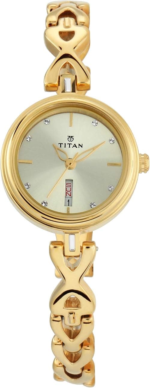 Titan Karishma Light Champagne Dial, Golden Strap Analog Round Watch for Women's على Amazon.ae - متتبع الأسعار
