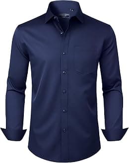 Alimens & Gentle Mens Dress Shirts Long Sleeve Wrinkle Free Stretch Cotton Big Tall Button Down Shirts - Amazon.ae Price Tracker