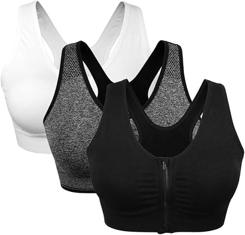 Women's Zip Front Sports Bra Wireless Post-Surgery Bra Active Yoga Sports Bras on Amazon.sa - Price Tracker