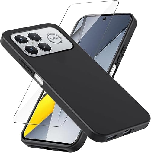 Case for Xiaomi Poco F8 Ultra 5G + 1 x Tempered Film Glass Screen Protector - Black Silicone Soft TPU Cover على Amazon.ae - متتبع الأسعار