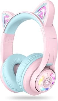 iClever Bluetooth Kids Headphones, BTH13 Cat Ear LED Light Up Kids Wireless Headphones, 50H Playtime, 74/85dBA Volume Limiting Children Headphones with Microphone Over Ear for School/Tablet/PC on Amazon.ae - Price Tracker