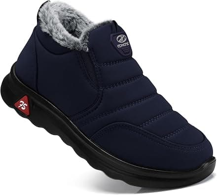 SHIBEVER Winter Boots for Women: Black Warm Fur Lined Slip on Ankle Snow Boots Comfortable Waterproof Outdoor Shoes Size, 2741-navyblue, 8 on Amazon.ae - Price Tracker