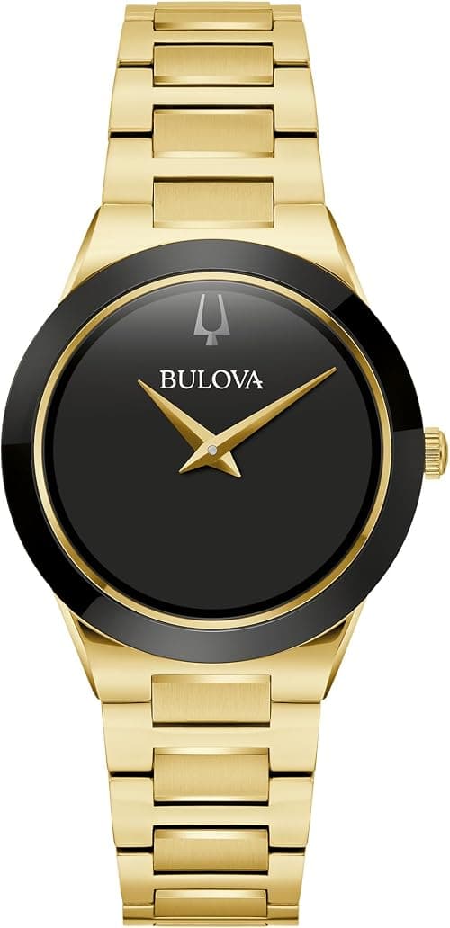 Bulova Ladies' Modern Millenia Gold Stainless Steel 2-Hand Quartz Watch, Blacl Dial Style: 97L175, Gold, Modern Millennia Quartz Gold-Tone Stainless Steel Bracelet None on Amazon.ae - Price Tracker