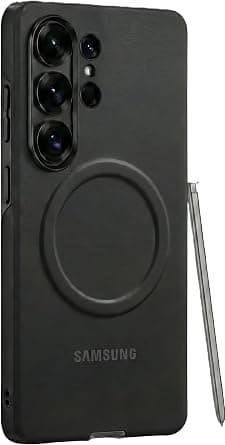 Next Store Premium Leather Case for Samsung Galaxy S25 Ultra 6.9 inch, compatible with MagSafe magnetic charging, slim shockproof design, full protection for camera lens. (Black) on Amazon.ae - Price Tracker