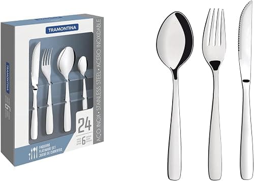 Tramontina Flatware Set 24 Pieces Stainless Steel Amazonas Shiny Finishing, Silver on Amazon.ae - Price Tracker