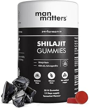 Man Matters 300 mg Pure Himalayan Shilajit Gummies for Men I75% Fulvic Acid I KSM 66 Ashwagandha| Boosts Stamina, Strength, Energy| Lab Tested I No Added Sugar | Non GMO I Pack of 30 (15 day pack) on Amazon.ae - Price Tracker