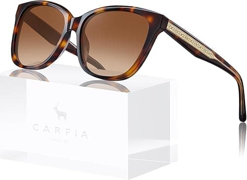 CARFIA Square Polarized Sunglasses for Women UV Protection, Italian Design Retro Embossed Pattern Wire Core Driving Shades on Amazon.ae - Price Tracker