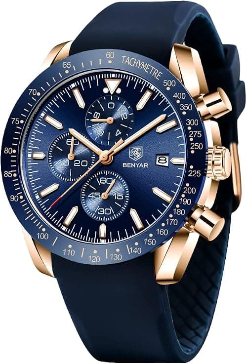 Benyar Men's Chronograph Analogue Quartz Movement Waterproof Luminous Fashion Sports Business Wrist Watch Elegant Gift for Men on Amazon.ae - Price Tracker