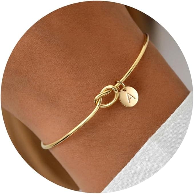 Gold Initial Bracelets for Women - Dainty Gold Knot Letter A-Z Initial Bracelet for Women, Personalized Cuff Bangle Bracelet for Women, Jewelry for Women on Amazon.ae - Price Tracker