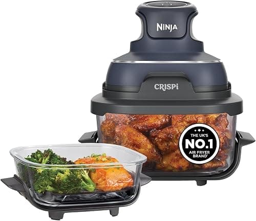 Ninja CRISPi Portable Air Fryer, 3.8L & 1.4L, 4 in 1, Air Fry, Roast, Keep Warm, Recrisp, Space Saving, Compact Design, 2 Removable Glass Containers and Lids, 1700W, on Amazon.ae - Price Tracker