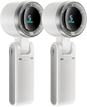 2-Pack Foldable Handheld Fan, 10000mAh Rechargeable Turbo Fan with Digital Display & 5 Speeds, Strong Winds Portable Mini Fan for Travel, Office, Outdoor, Gifts for Men Women (2 White) on Amazon.ae - Price Tracker