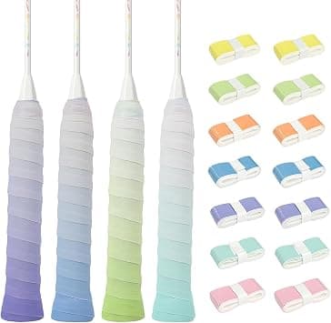 PINKE 14-Pack Tennis Overgrips, Pre-Cut Absorbent & Anti-Slip Grip Tape, Tacky Tennis Racket Grip Tape for Maximum Control and Comfort in Tennis, Badminton, Pickleball, Gradient Color على Amazon.ae - متتبع الأسعار