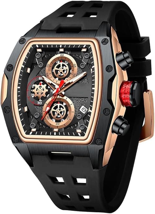 TERRIFI Men's Unique Casual Wrist Watch, Chronograph Waterproof Watch with Luminous Display & Calendar, Fashionable Silicon Band on Amazon.ae - Price Tracker
