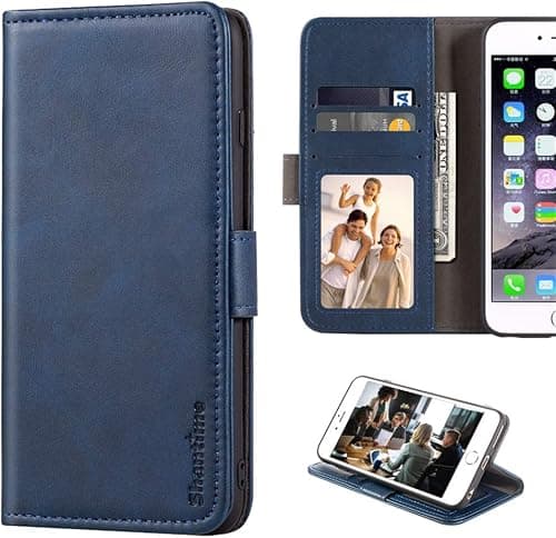 Faux Leather Case for Galaxy M17 5G - Blue | 6.74" Magnetic Shockproof Flip Wallet Cover with Card Holders, Photo Frame and Kickstand on Amazon.ae - Price Tracker