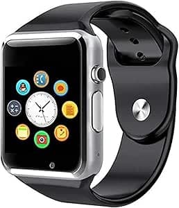Smart Bluetooth Touchscreen Watch with SIM Card Slot, Camera, Fitness Tracker, Sport Pedometer, Silver/Black, Compatible with Android Phones on Amazon.ae - Price Tracker