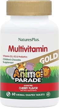 Nature's Plus Multivitamin Gold Children Chewable Supplement, 60 Tablets Animal Parade Shaped Cherry Flavor - With Vitamin D3, K2 & Probiotics, Sugar Free on Amazon.ae - Price Tracker