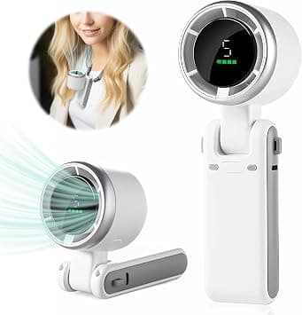 Portable Handheld Mini Turbo Fan, USB Rechargeable Travel Neck Fan with 5 Speeds, 3600mAh Battery & 15000RPM Speed, Up to 12 Working Hours, 3 IN 1 Foldable Personal Cooling Fan for Travel/Home/Office on Amazon.ae - Price Tracker