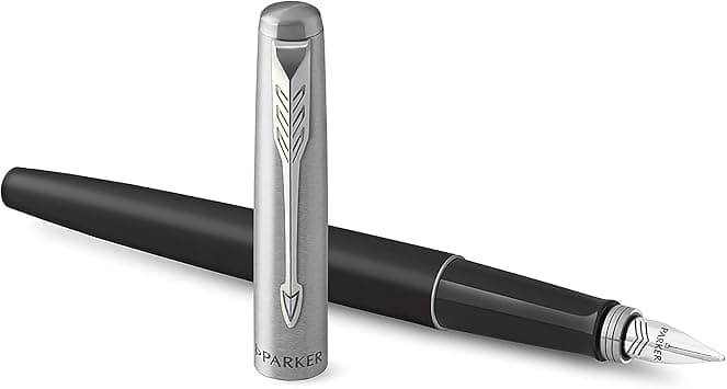 Parker Jotter Fountain Pen, Black Metal Body, Medium Point, Blue Ink, Includes Gift Box, bond street black on Amazon.sa - Price Tracker