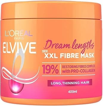L'Oréal Paris Elvive XXL Fibre Mask for Long, Damaged, Thinning Hair, Restorative Treatment with Pro-Collagen, Dream Lengths, 400 ml on Amazon.ae - Price Tracker