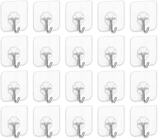 SKY-TOUCH SKY TOUCH 20 Pieces Each Pack Heavy Duty Adhesive Wall Hooks, Waterproof and Oil Proof Ideal for Kitchen and Bathroom, Transparent on Amazon.ae - Price Tracker