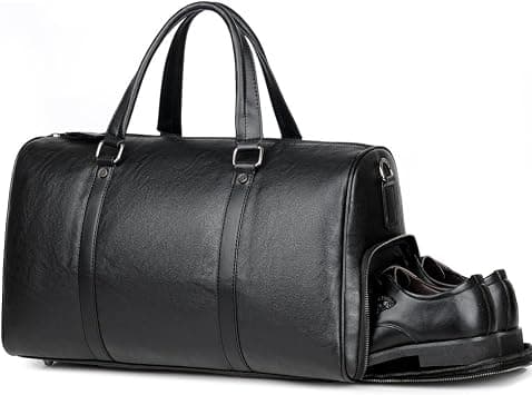 Men Gym Bag Leather Travel Overnight Duffel Bag Sports Luggage Tote For Men, black, One_Size, on Amazon.ae - Price Tracker