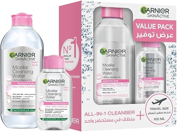 Garnier Micellar Classic Water Face Eyes, 400 + 100 ml on Amazon.ae - Price Tracker