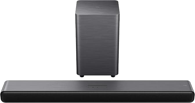 TCL S55H 2.1 Channel Dolby Atmos Soundbar with Deep Super Bass Wireless Subwoofer, DTS Virtual:X, AI Sonic-Adaptation, Tutti Choral على Amazon.ae - متتبع الأسعار