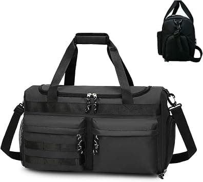 Gym Bag Duffle Bag for Travel,Foldable Sports Luggage with Shoes Compartment Weekender Water-Resistant Workout bag,Dry Wet Separated Sport Yoga Bag,Lightweight Travel Bag Sports Bag(Black) on Amazon - Best Deal Finder