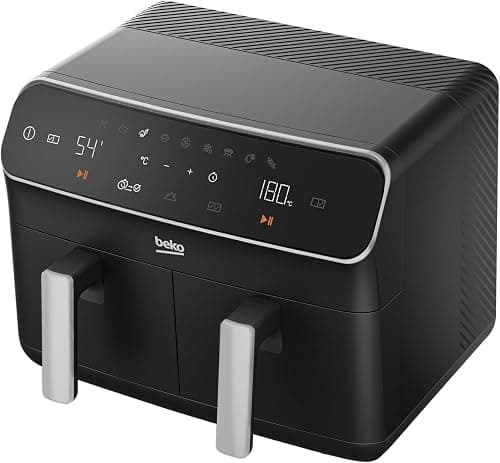 Beko Air Fryer FRL 5388B 8.5Litre Capacity (4.25 + 4.25), 2400W, Wide Touch Screen, 9 Functions Including Defrost, Reheat, Dehydrate, Air Broil, Bake, Roast, Rotisserie, Grill. on Amazon - Best Deal Finder