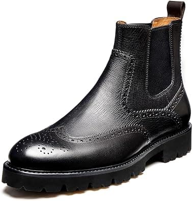 Men's Dark Brown Wingtip Leather Chelsea Boots mens Chelsea Boot على Amazon.ae - متتبع الأسعار