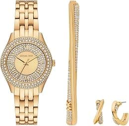Michael Kors MK4974SET Harlowe Stainless Steel Wrist Watch for Women 2-Pieces Set, 33 mm Case Diameter, Gold - متتبع أسعار Amazon.sa