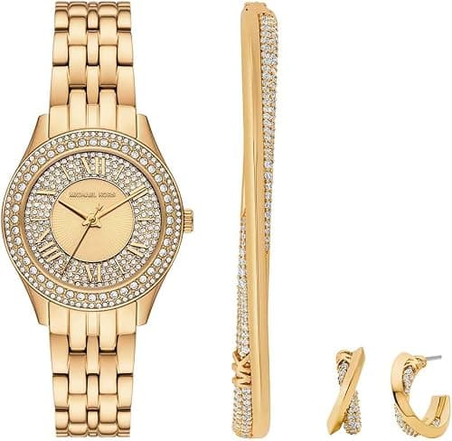 Michael Kors MK4974SET Harlowe Stainless Steel Wrist Watch for Women 2-Pieces Set, 33 mm Case Diameter, Gold على Amazon.sa - متتبع الأسعار