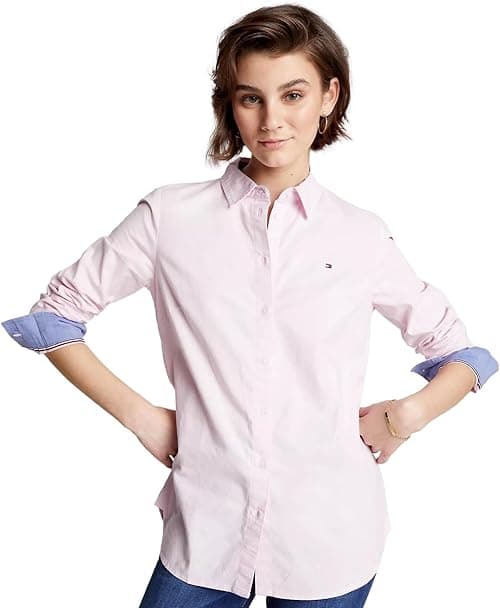 Tommy Hilfiger womens ROLL TAB SHIRT - SOLID Button Down Shirt on Amazon.ae - Price Tracker