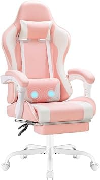 Homall Gaming Chair, Video Game Chair with Footrest and Massage Lumbar Support, Ergonomic Computer Chair Height Adjustable with Swivel Seat and Headrest (Pink) on Amazon.ae - Price Tracker