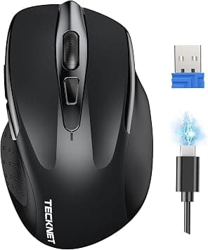 تيك نيت ماوس لاسلكي (BT5.0/3.0 & 2.4G) قابل لاعادة الشحن 4800 نقطة لكل بوصة USB A وبلوتوث صامت 6 ازرار، توافق واسع - اسود على أمازون - دليلك لأفضل العروض