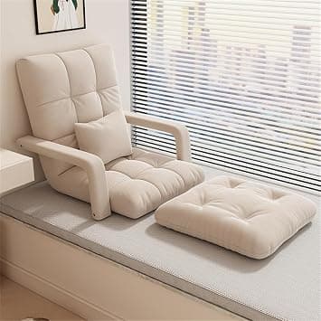 Jorunb Floor Folding Chair with Back Support, Convertible Floor Sleeper Sofa Chair, Fully Upholstered and 5-Position Free Adjustment, Meditation Seat for Bedroom(Beige) على Amazon.ae - متتبع الأسعار