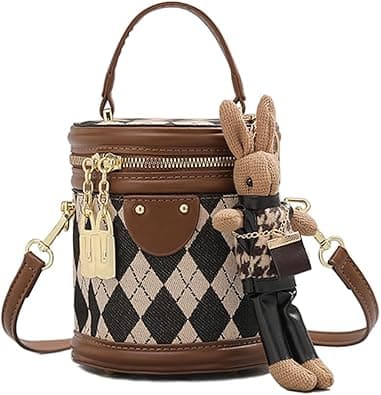 RTGGSEL Retro Vegan Leather Crossbody Shoulder Duffel Barrel Bags for Women Small Tote Satchel Handbags Purse on Amazon.ae - Price Tracker