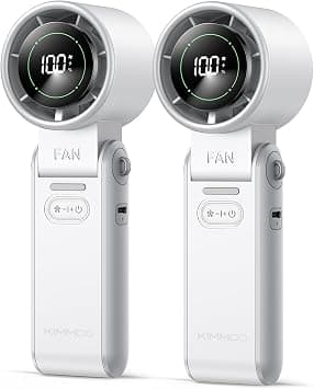 KIMMOO 2 Pack White Portable Handheld Turbo Fan-100 Speeds, 13500 RPM, 12Hrs Cooling, Digital Display, 120° Rotation, USB Rechargeable Mini Hand Held Personal Fan for Travel Outdoor Indoor on Amazon.ae - Price Tracker