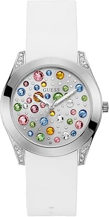 GUESS Silver-Tone and White Jeweled Watch on Amazon.ae - Price Tracker