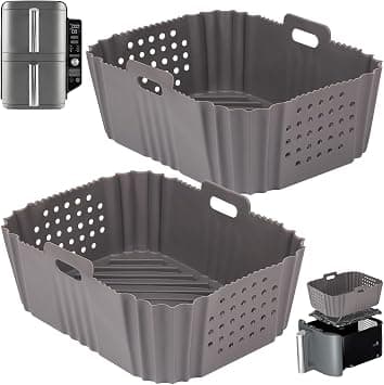 BYKITCHEN Air Fryer Silicone Liner for Ninja Double Stack XL 9.5L SL400UK, Perforated Air Fryer Liners Reusable, Air Fryer Accessories for Ninja Double Stack Vertical Dual Drawer Airfryer (2 PCS) on Amazon.ae - Price Tracker